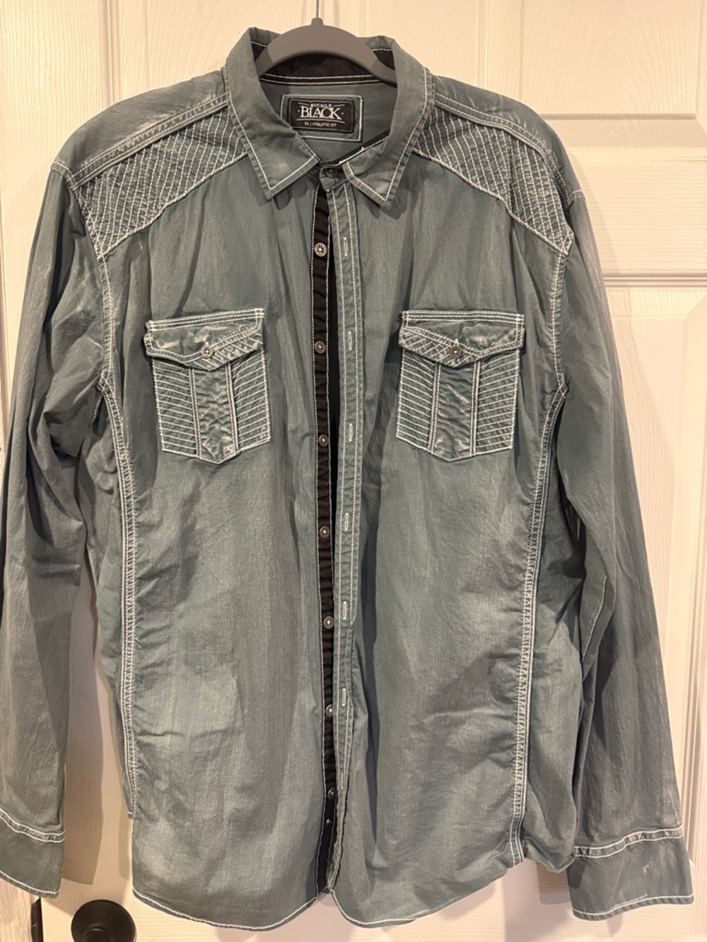 Buckle Men's Faded Teal Button-Up Shirt Jacket